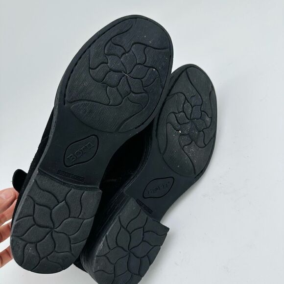 Born Lesley Black Suede Side Buckle Strap Round Toe Low Heel Bootie - Picture 6 of 7